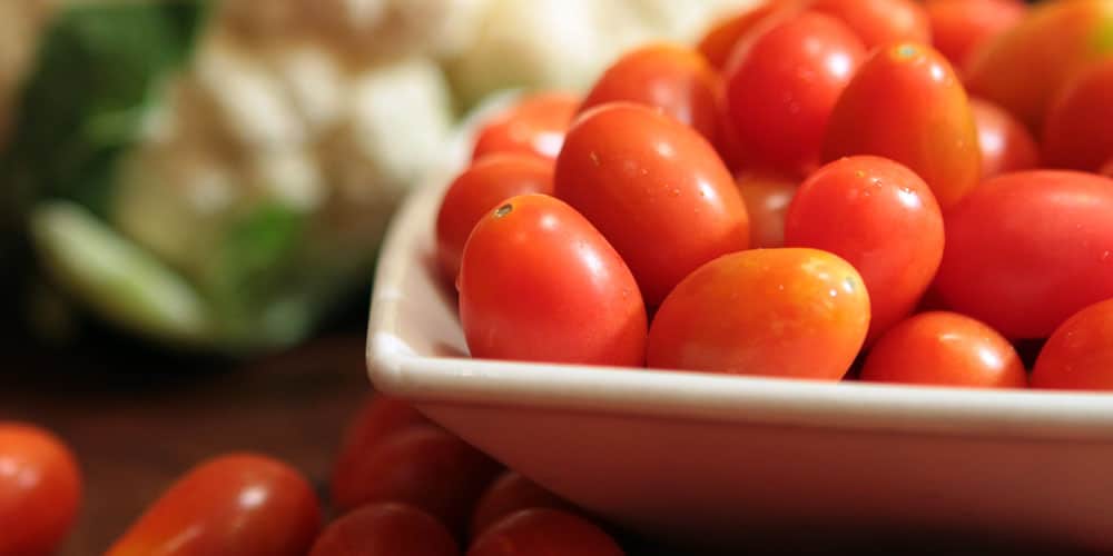 close up shot of grape tomatoes